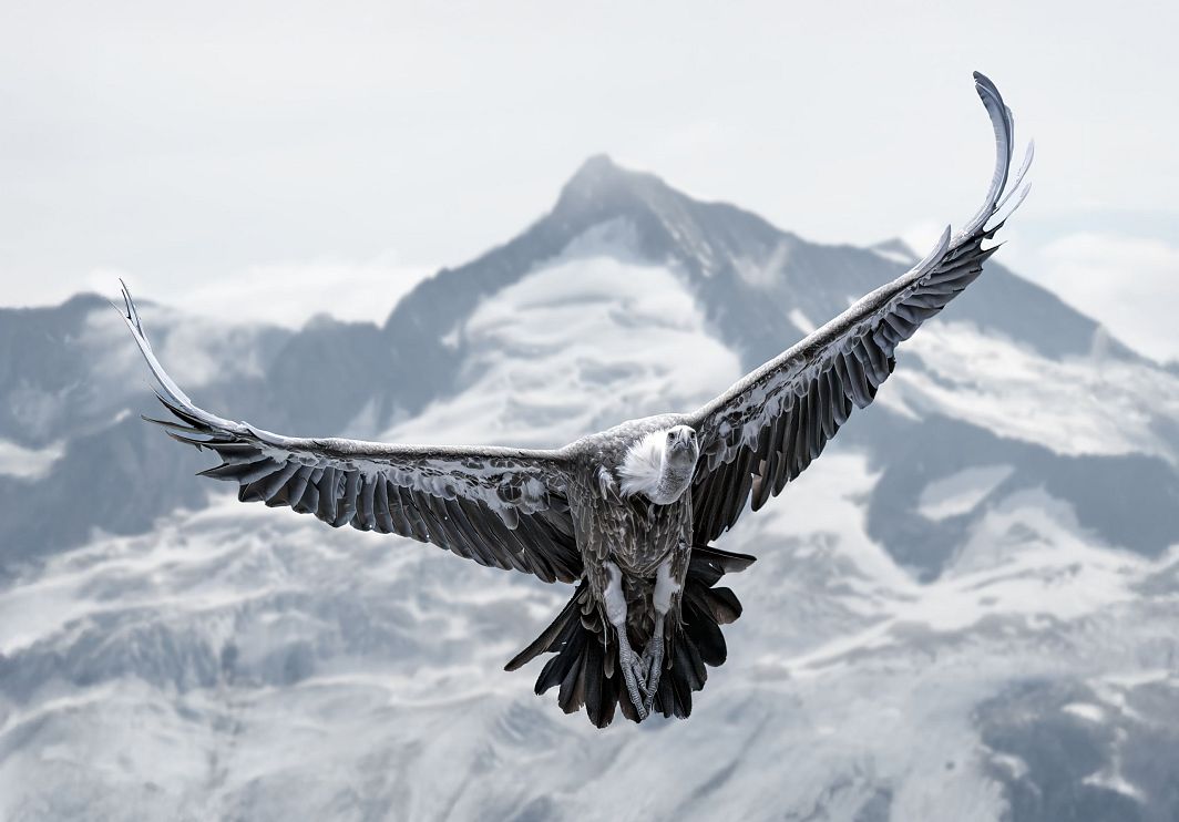 Gänsegeier vor Gletscher
